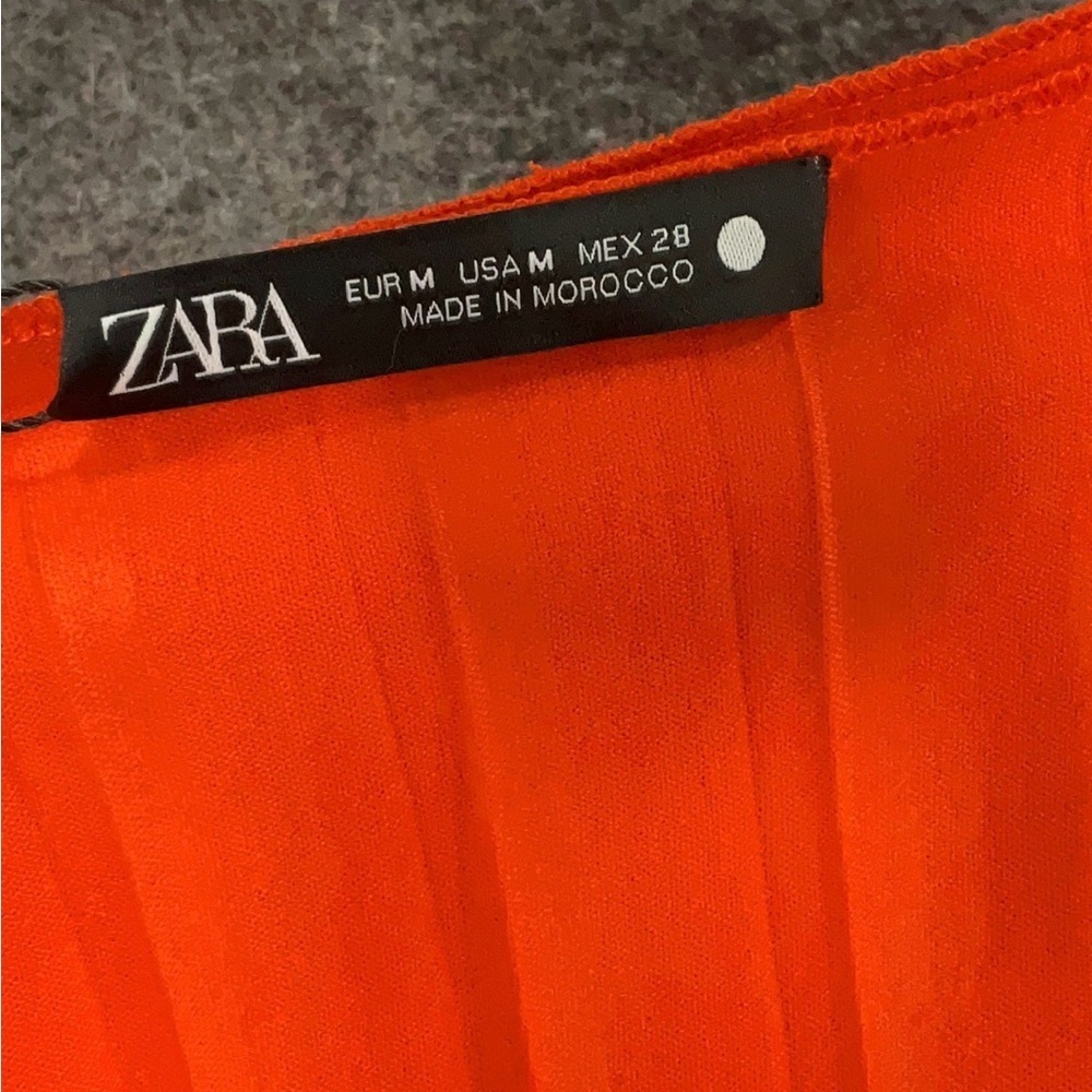 NWT Zara Vibrant Orange Ribbed Knit Blouse Medium - Picture 12 of 13